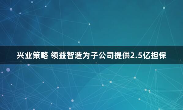 兴业策略 领益智造为子公司提供2.5亿担保